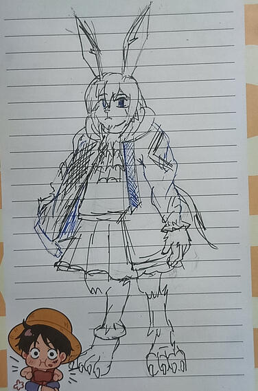 A sketch I did, based on the character Amiya from Arknights, turned her into a more anthropomorphic bunny.